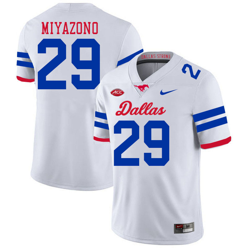 SMU Mustangs #29 Brandon Miyazono Jersey College Football Uniforms-Dallas White